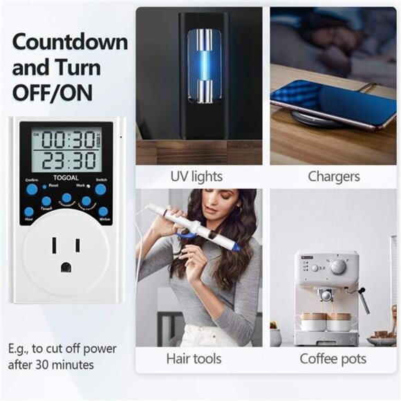 Digital Infinite Repeat Cycle Timer Plug with Countdown and 24 Hour Daily on-Off - Picture 4 of 7